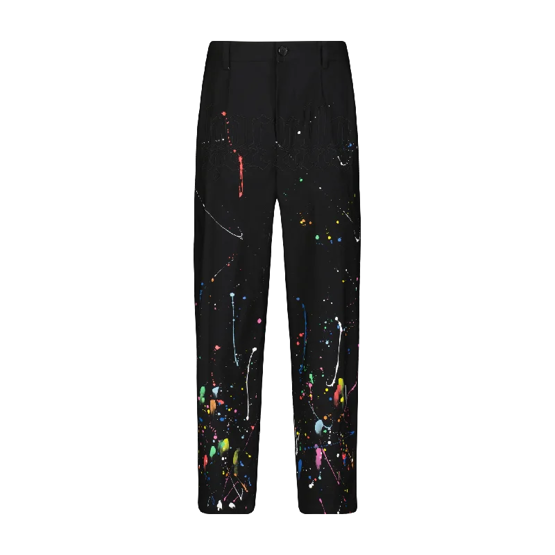 Custom Water-Resistant Pants-SMOTHERED IN PAINT PLEATED TROUSERS