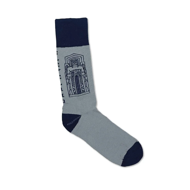 Custom Fun Holiday Socks-Guardian Landmark Socks - Navy/Grey