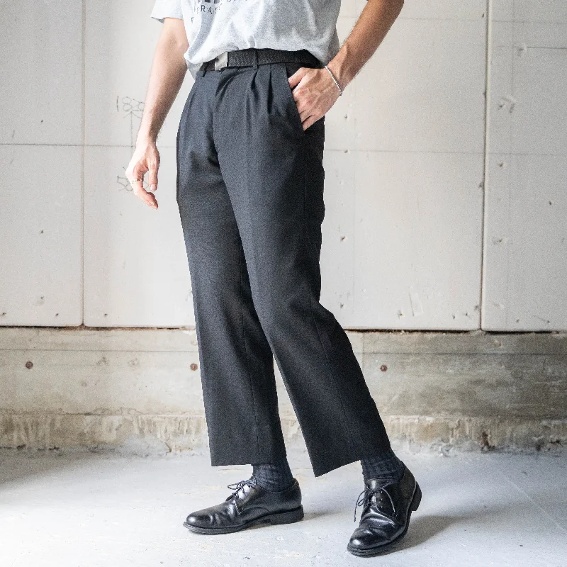 Custom Relaxed Fit Joggers-1990s Japan vintage black color two tuck poly slacks -light weight-