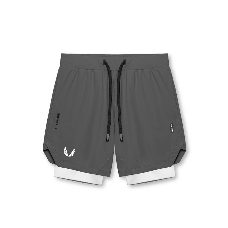 Custom Cargo Shorts-0866. Tetra-Lite® 7" Liner Short - Space Grey / White / White "Wings"