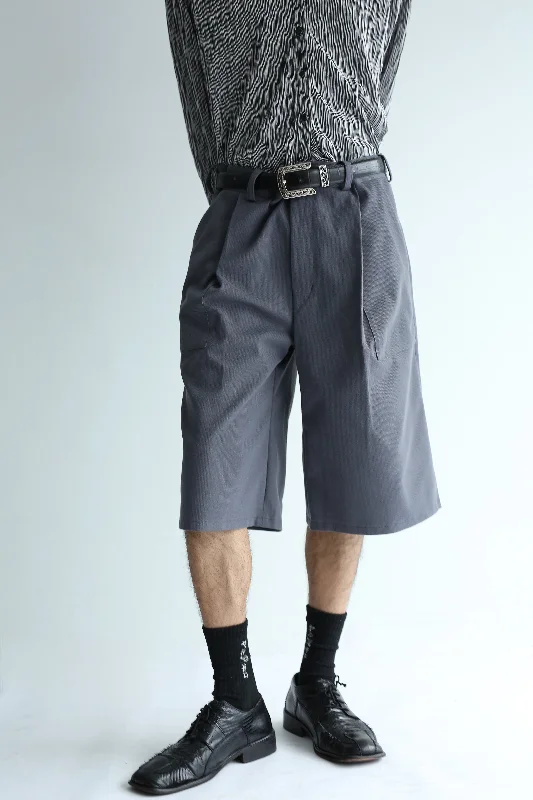 Custom Cotton Pants-Grey Wide Shorts