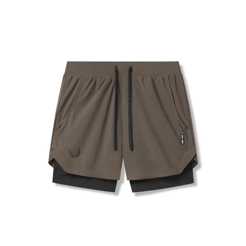 Custom Formal Shorts-0865. Tetra-Lite® 5" Liner Short - Deep Taupe "Wings"/Black