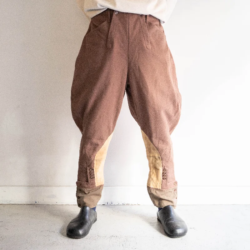 Custom Classic Fit Pants-1940s US brown color corduroy jodhpurs pants -good details-