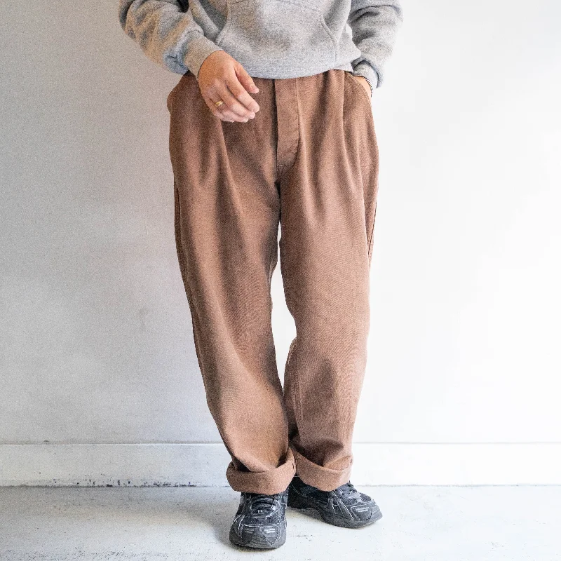 Custom Breathable Pants-around 1960s France SNCF railway brown color cotton twill work pants