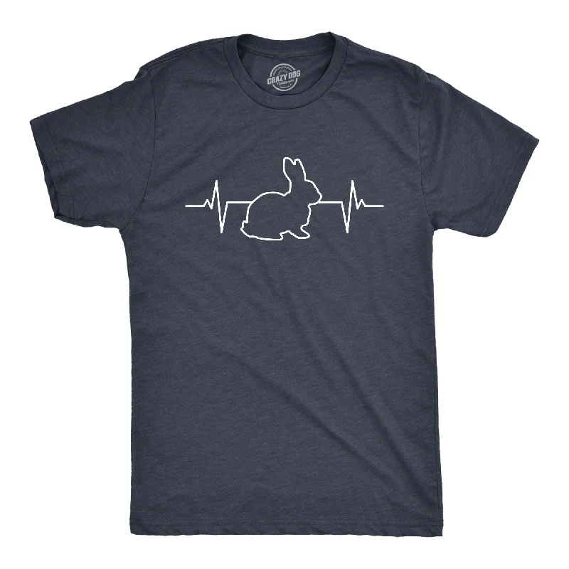 Custom T-Shirts with Pet Graphics-Rabbit Heart Beat Men's T Shirt