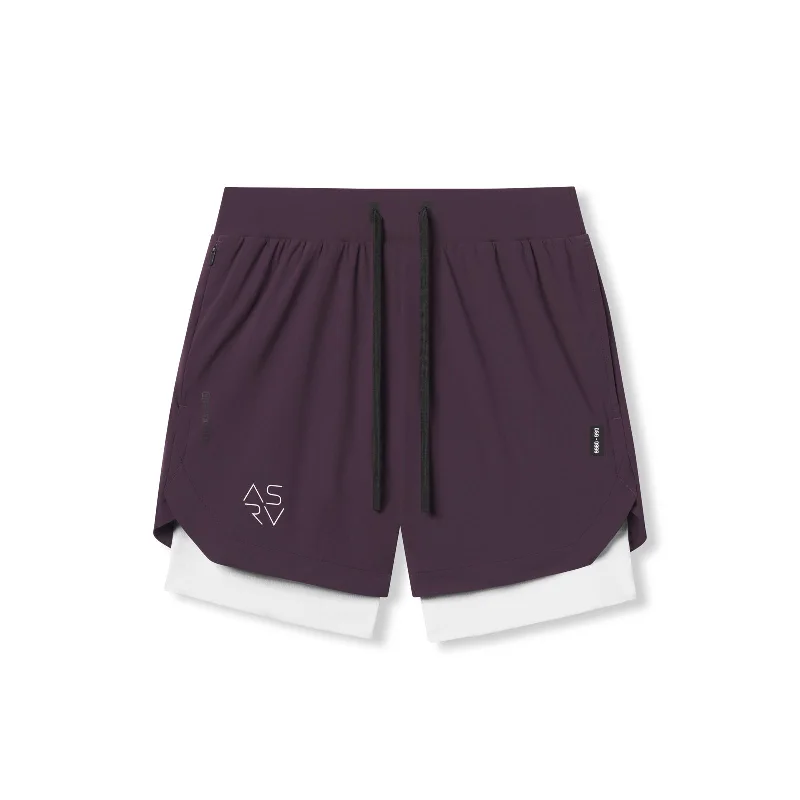 Custom Shorts with Elastic Waistband-0866. Tetra-Lite® 7" Liner Short - Deep Purple "Cyber"/White