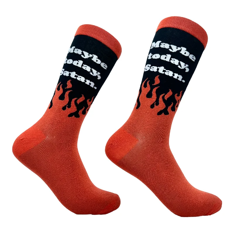 Custom Warm Fuzzy Socks-Men's Maybe Today Satan Socks