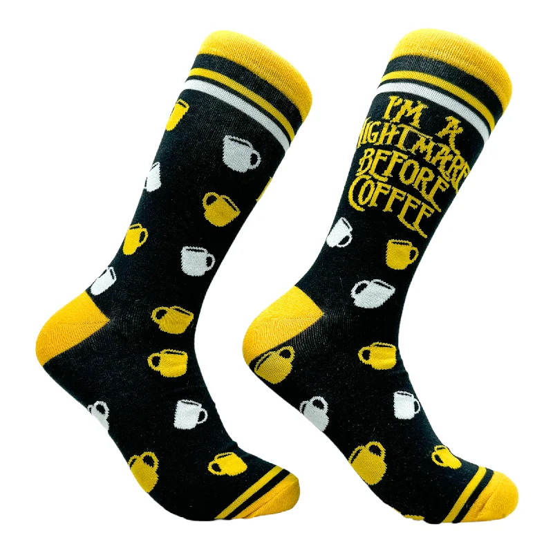 Custom Luxury Wool Socks-Women's Im A Nightmare Before Coffee Socks