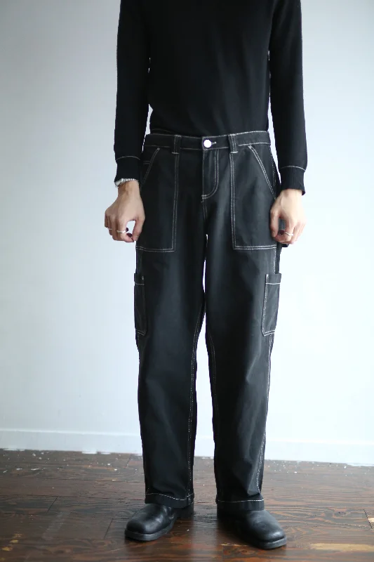 Custom Denim Jogger Pants-90's STITCHED WIDE PANTS