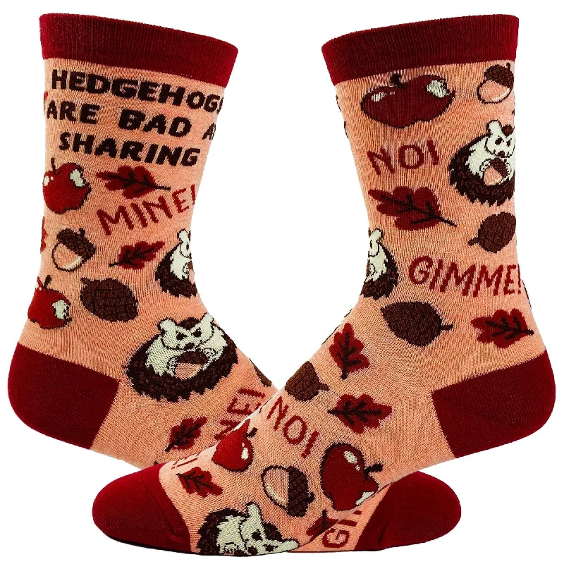 Custom Custom Socks for Men-Youth Hedgehogs Are Bad At Sharing Socks