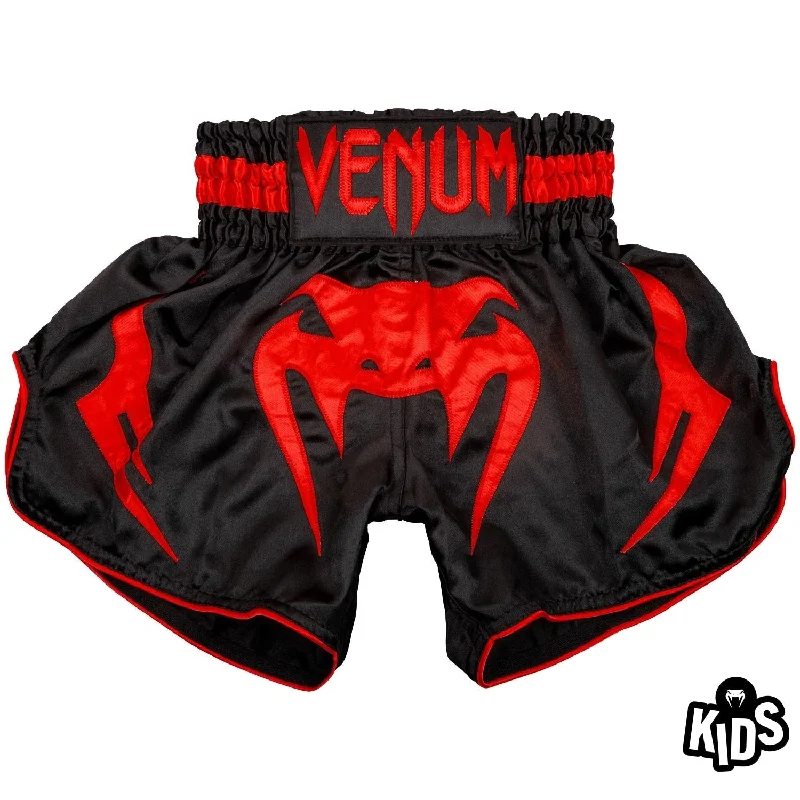 Custom Shorts for Beach Vacations-Venum Bangkok Inferno Kids Muay Thai Shorts - Black/Red