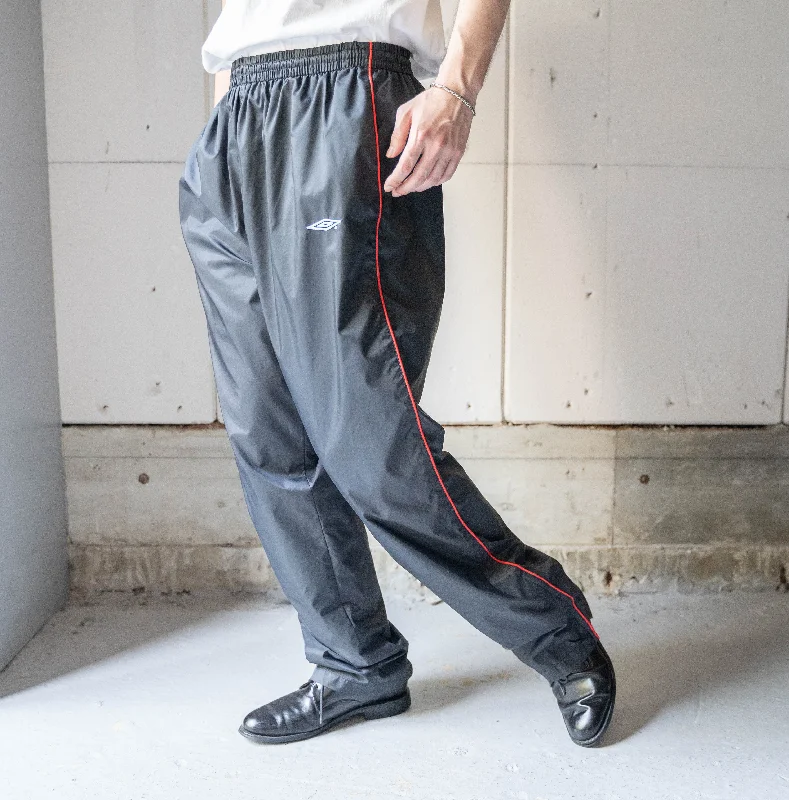 Custom Linen Pants-2000s 'UMBRO' side line black color track pants