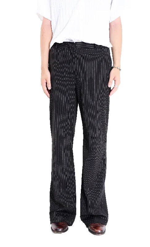 Custom Pleated Pants-STRIPE FLARE TROUSERS