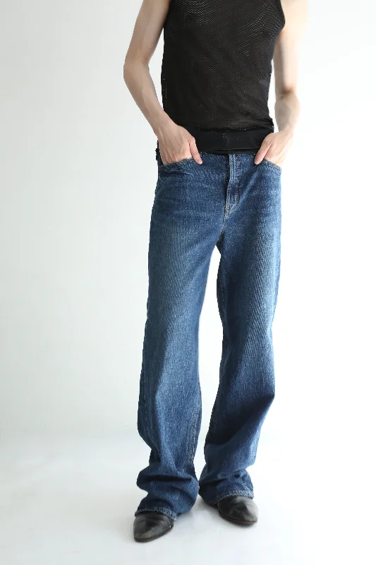 Custom Jeans-90's Washed Denim Straight Pants