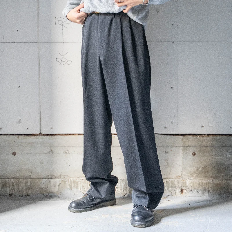 Custom Custom Fit Joggers-around 1980s Japan vintage black color two tuck wool slacks