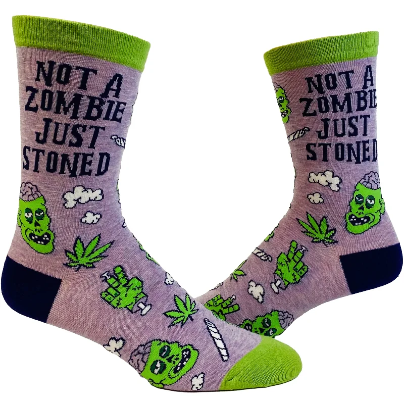 Custom Socks for Work Attire-Women's Not A Zombie Just Stoned Socks