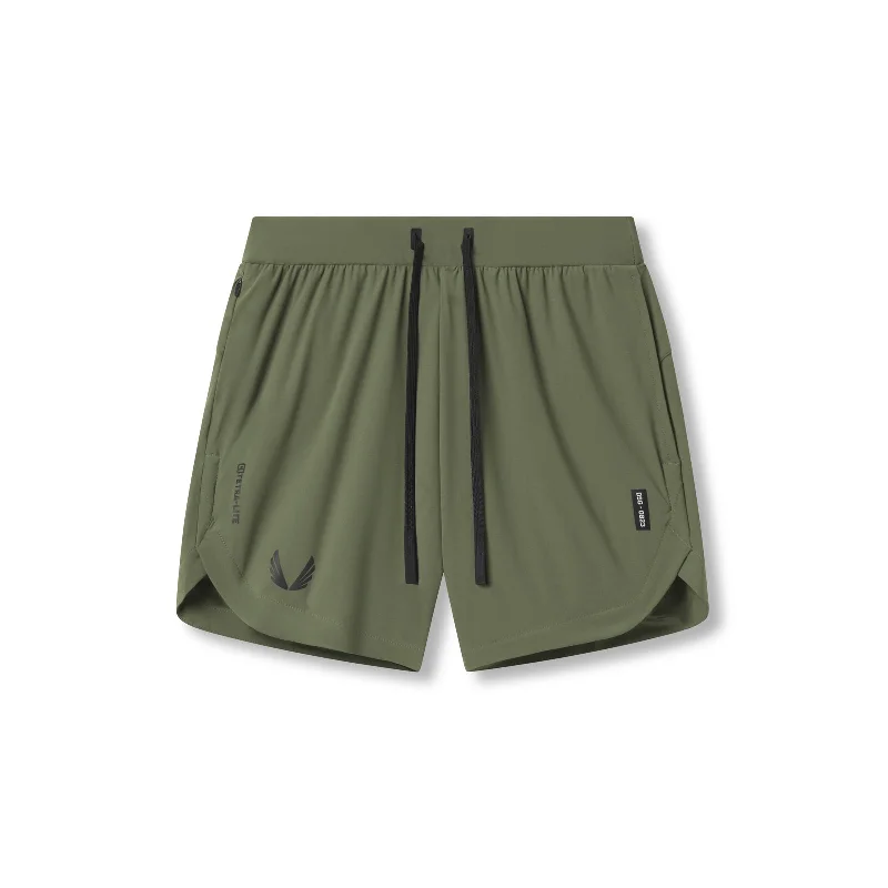 Custom Shorts for Active Men-0823. Tetra-Lite® 7" Linerless Short - Olive "Wings"