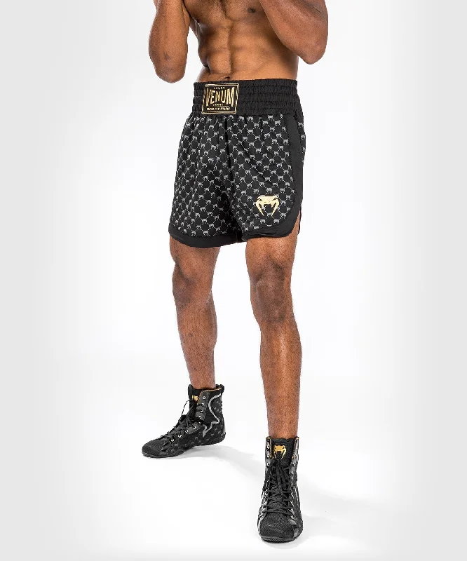 Custom Shorts for Fitness Routines-Venum Monogram Boxing Short - Black