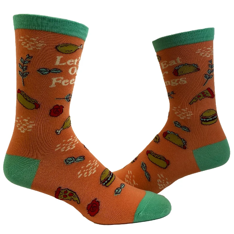 Custom Fun Kids Socks-Womens Let's Eat Our Feelings Socks