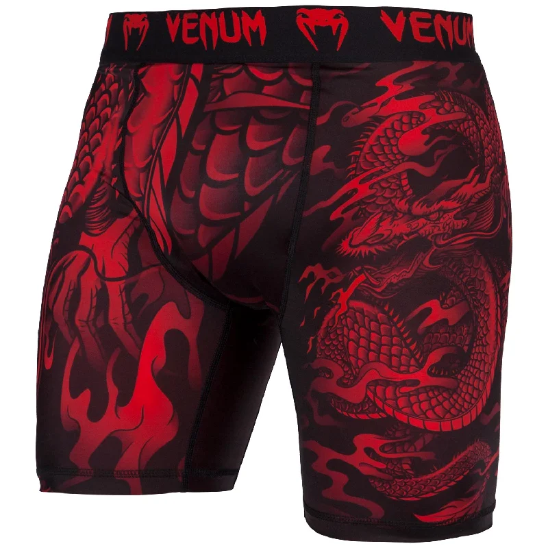 Custom Shorts with Athletic Branding-Venum Dragon's Flight Compression Shorts - Black/Red