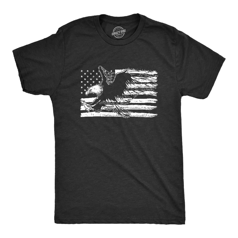 Custom T-Shirts for Charity Walks-Eagle Over Grunge Flag Men's T Shirt