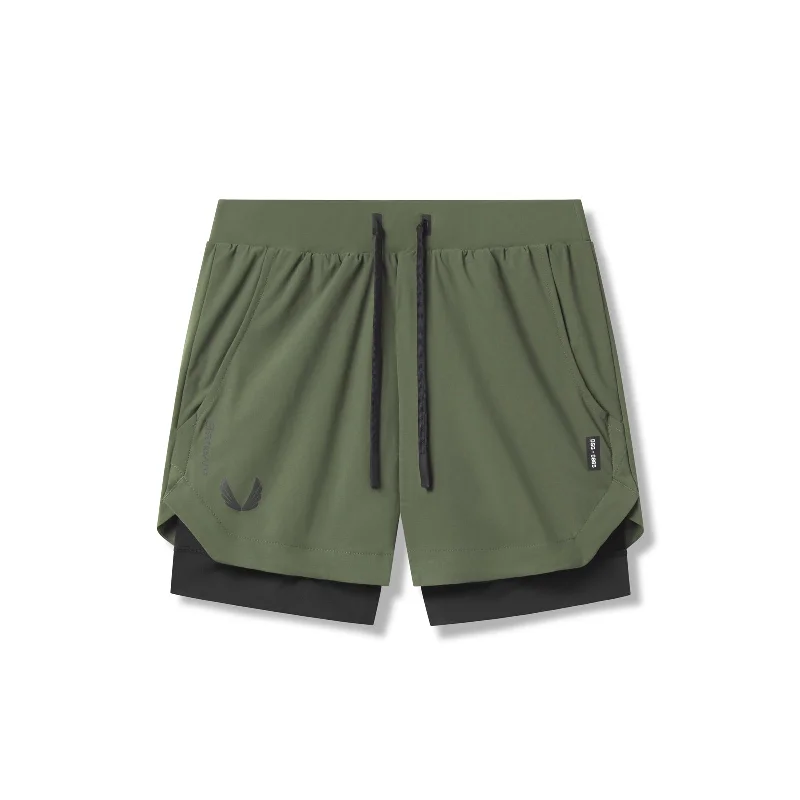 Custom Shorts with Pockets-0865. Tetra-Lite® 5" Liner Short - Olive "Wings"/Black