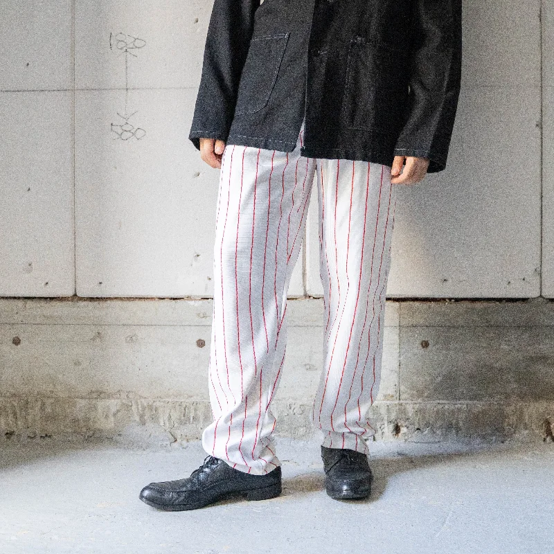 Custom Plaid Pants-around 1980s white × red stripe baseball uniform pants