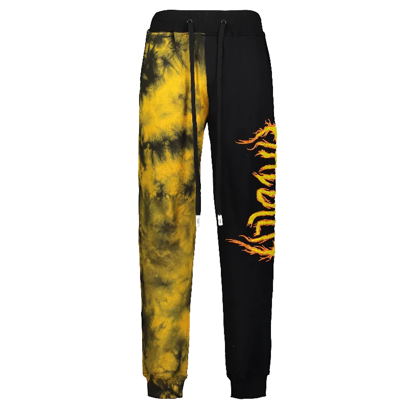 Custom Running Pants-FLAMES KNIT JOGGER BLACK/ORANGE