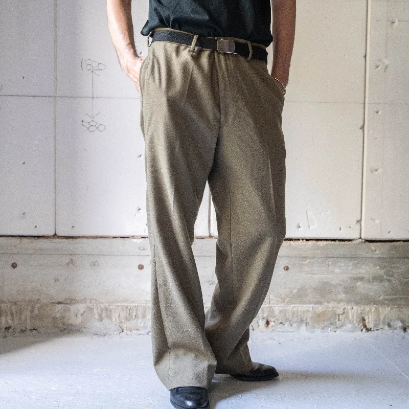 Custom Dress Pants-1990s Italian military khaki color wool dress pants 'dead stock’