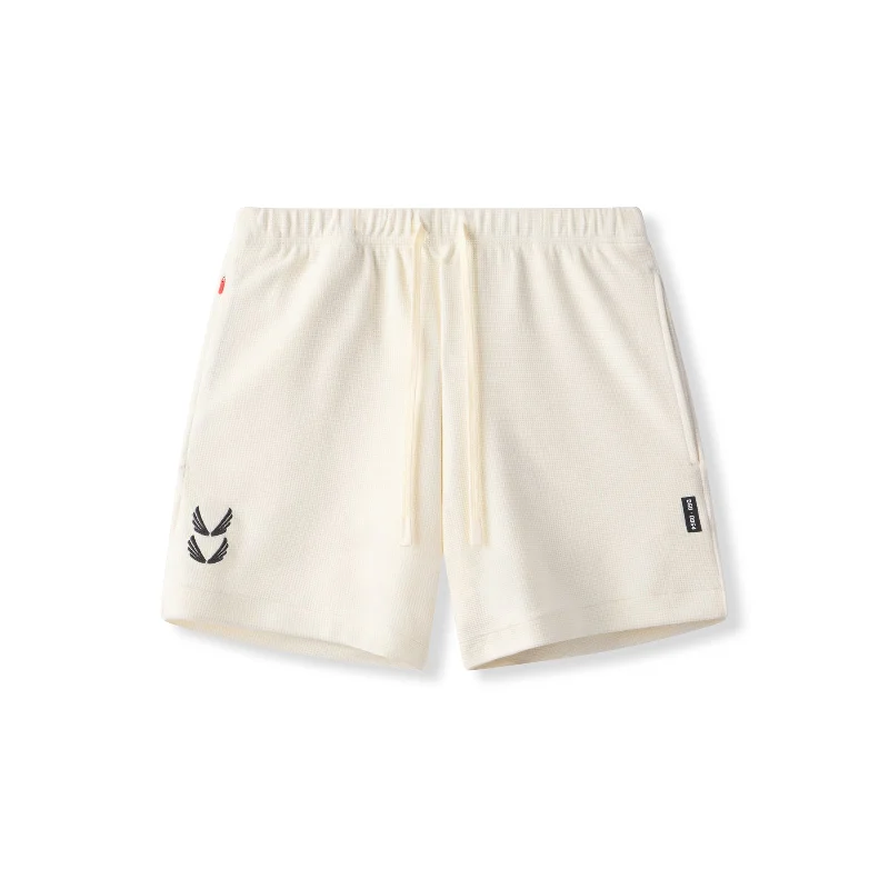 Custom Swim Shorts for Women-0954. Waffle Knit Sweat Short - Cream