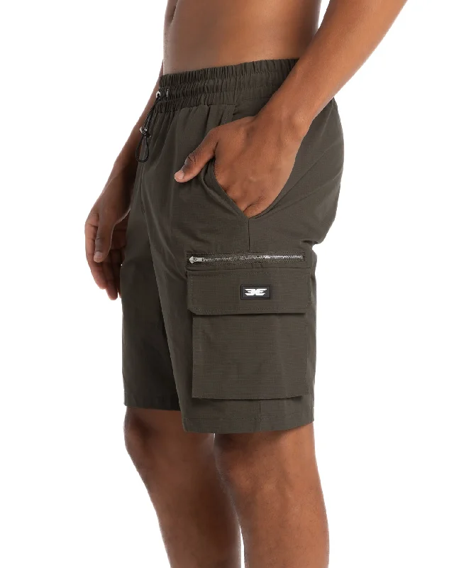 Custom Swim Shorts for Women-Utility Cargo Shorts - Khaki