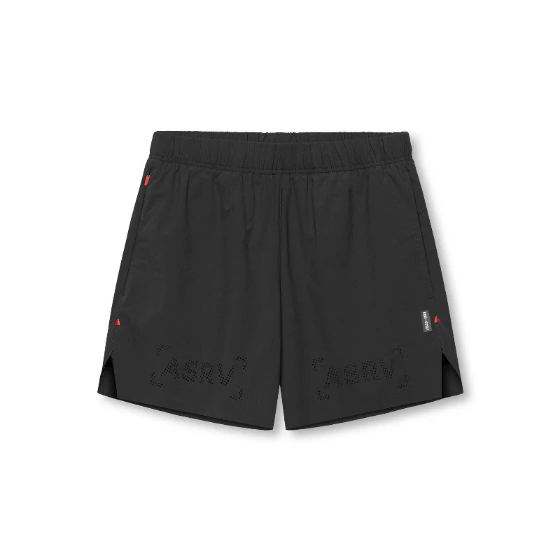 Custom Shorts with Velcro Straps-0737. Ripstop 6" Perforated Short - Black