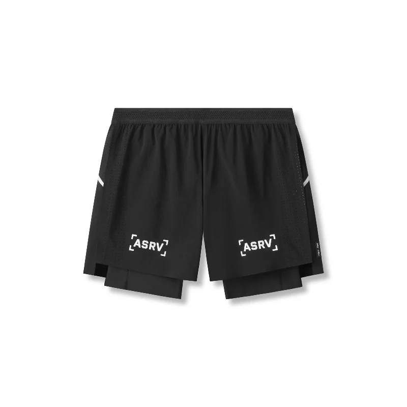 Custom Volleyball Shorts-0951. Aerotex™ 4" High Split Liner Short -  Black/White