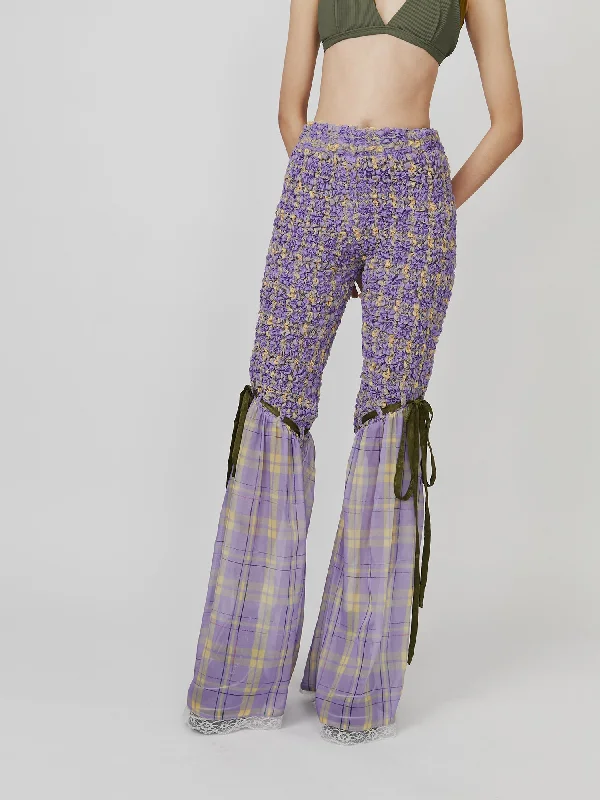 Custom Checkered Pants-Saturday Night Pants Purple