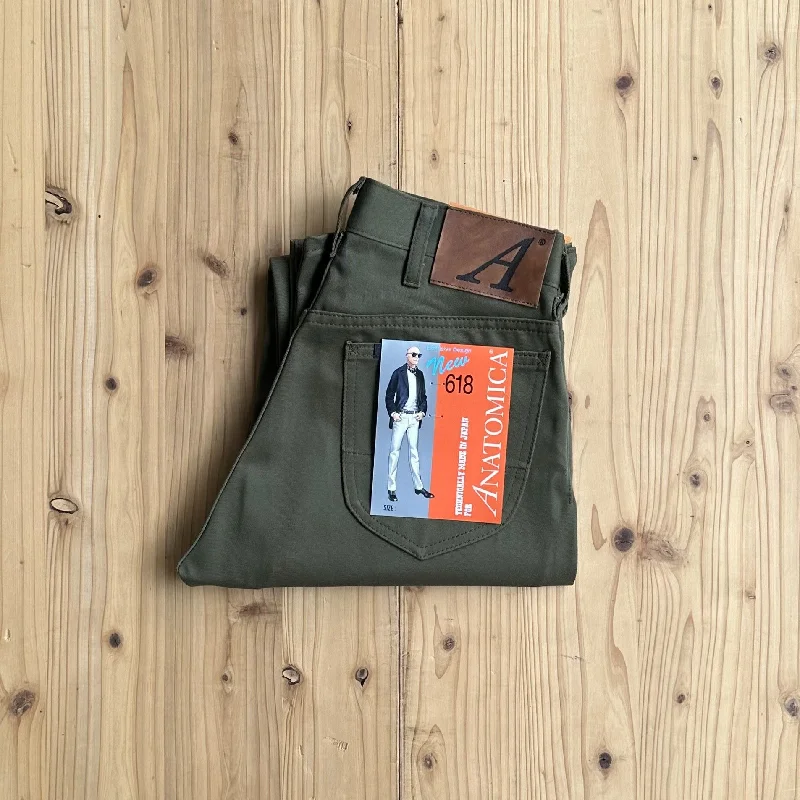 Custom Premium Pants-618 CALIFORNIAN SATEEN OLIVE