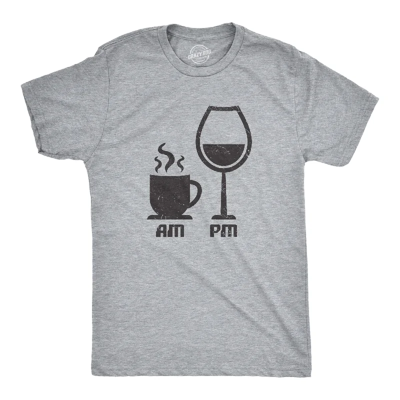 Custom T-Shirts with Embellishments-AM Coffee PM Wine Men's T Shirt