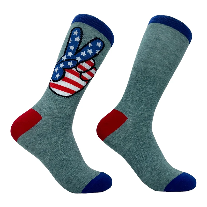 Custom Cool Socks-Women's USA Peace Hands Socks