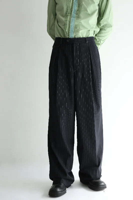 Custom Eco-Friendly Pants-90'S STRIPED WIDE STRAIGHT TROUSERS