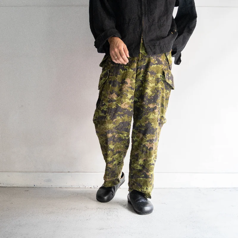 Custom Wide-Leg Yoga Pants-around 2000s Canadian military digital camo cargo pants