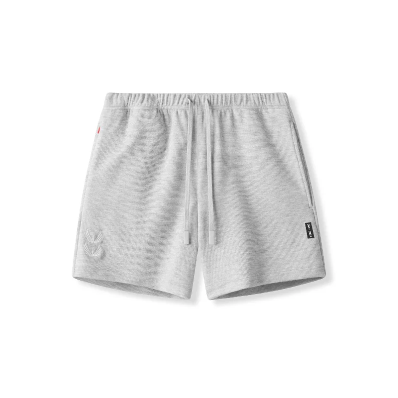 Custom Beach Shorts-0954. Waffle Knit Sweat Short - Heather Grey