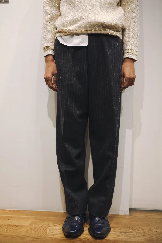 Custom Quick-Dry Sports Pants-90's WOOL STRIPED WIDE TROUSERS