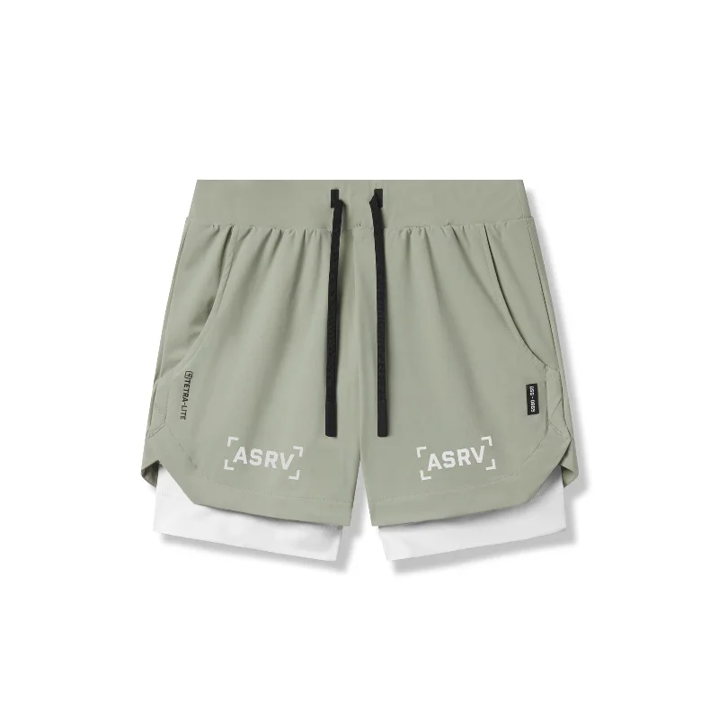 Custom Quick-Drying Shorts-0865. Tetra-Lite® 5" Liner Short - Sage "Bracket"/White