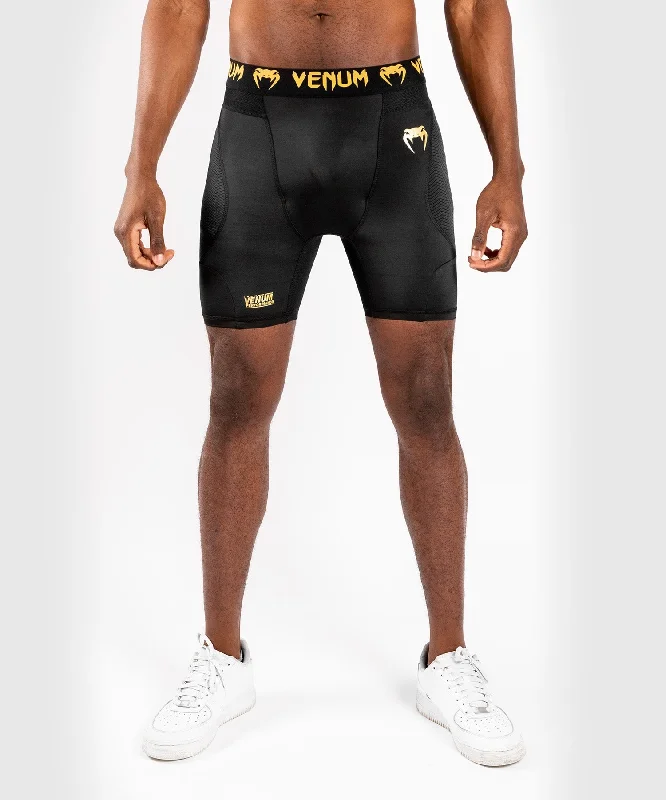 Custom Shorts with Floral Designs-Venum G-Fit Compression Shorts - Black/Gold