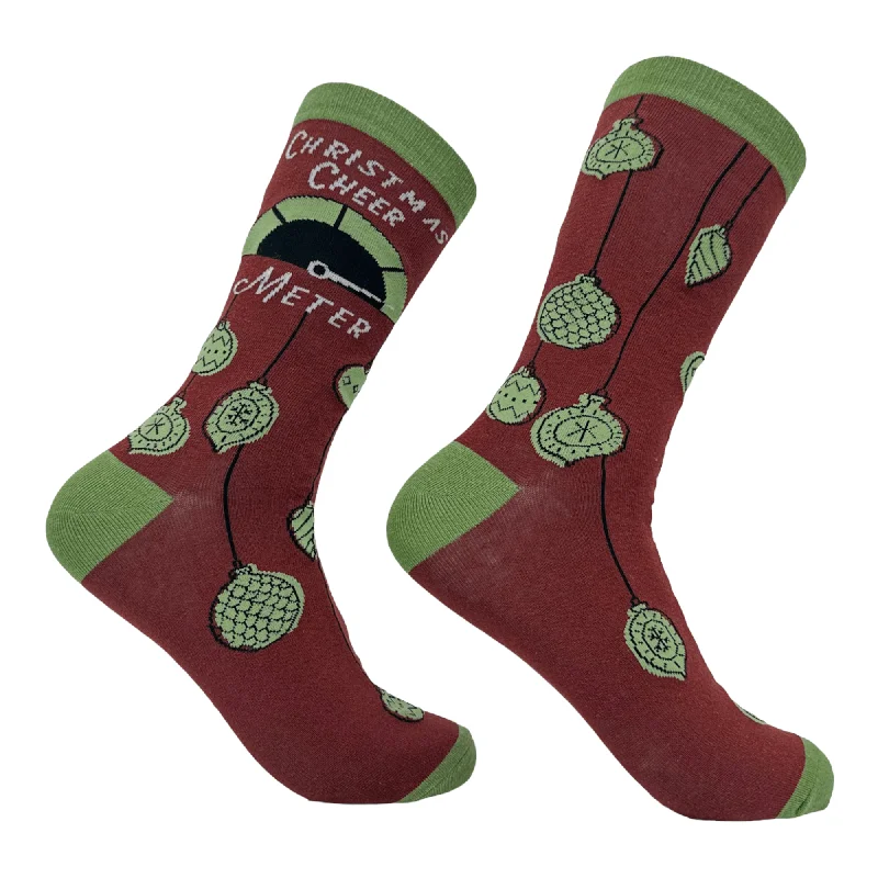 Custom Breathable Socks-Women's Christmas Cheer Meter Socks