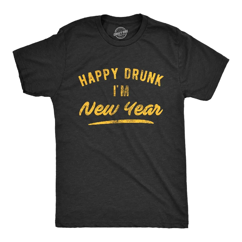 Custom T-Shirts for Traveling-Happy Drunk I'm New Year Men's T Shirt