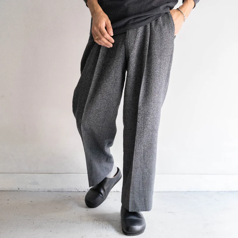 Custom Carpenter Pants-1980s Japan vintage gray color check wool one tuck slacks