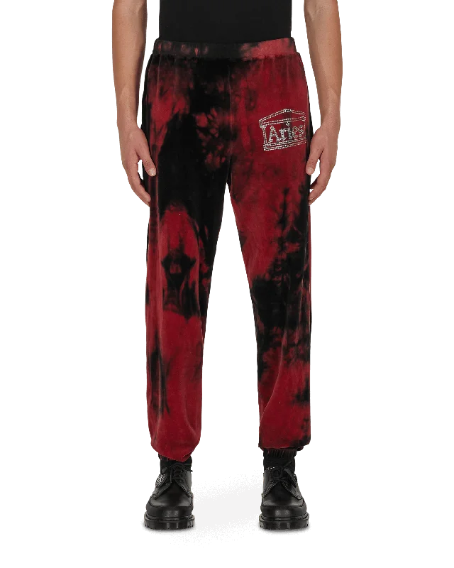 Custom Work Flex Pants-Rhinestone Velour Sweatpants Red