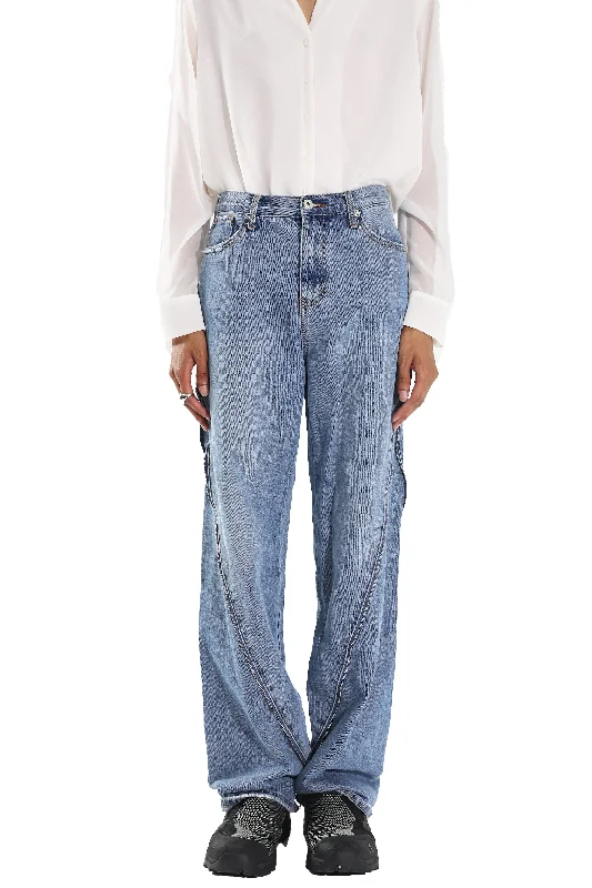 Custom Boot-Cut Work Pants-ZIPPED DENIM FLARE PANTS