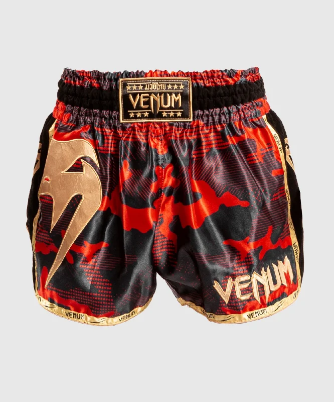 Custom Shorts with Custom Prints-Venum Giant Camo Muay Thai Shorts - Red/Gold