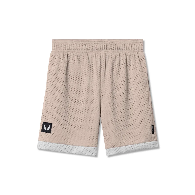 Custom Shorts for Breathability-0795. SilverPlus™ Mesh Reversible Short  - Beige/White